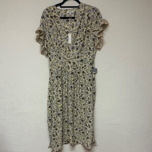 Max Studio NWT Floral Print boho Ruffle Sleeve midi Dress size M